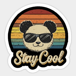 Fun Panda With Sunglasses Colorful Retro Vintage Design Sticker